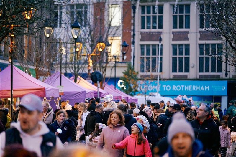 Crowds in Rotherham Market