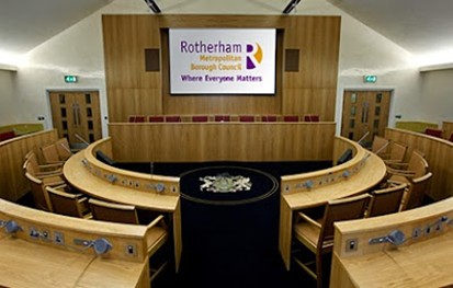 Inside the council chamber.